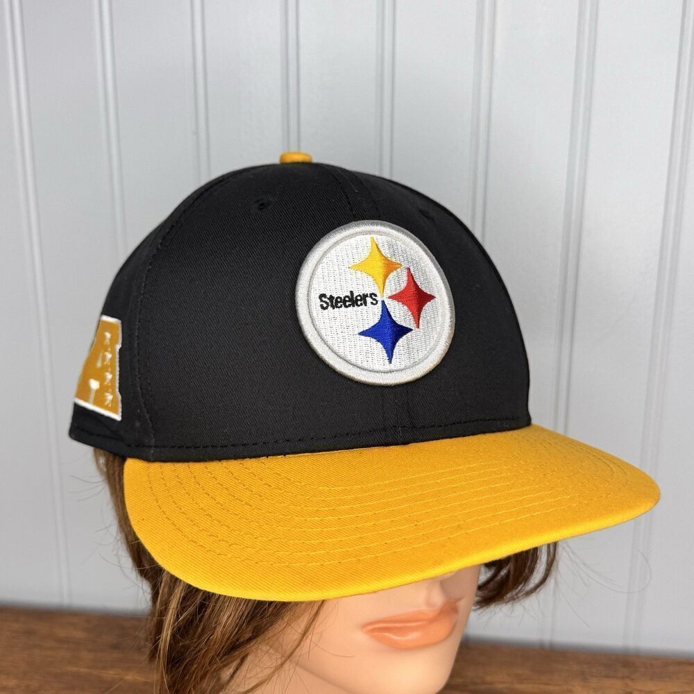 Vintage Logo 7 Pittsburgh Steelers Hat Snapback Cap NFL Team Black Yellow Cotton